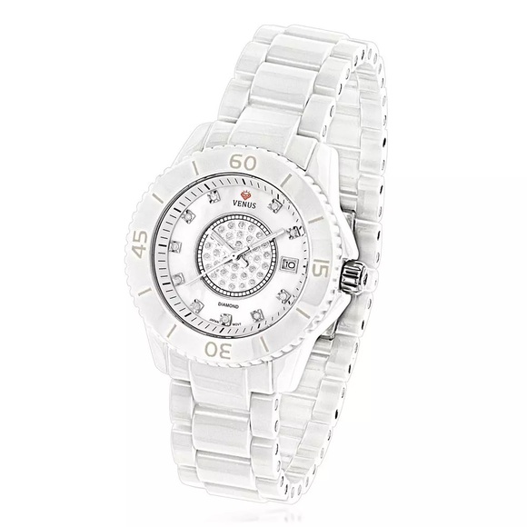 White Icetime Stainless Steel & Ceramic Case 0.15ct Diamonds Ladies Watch main image 3